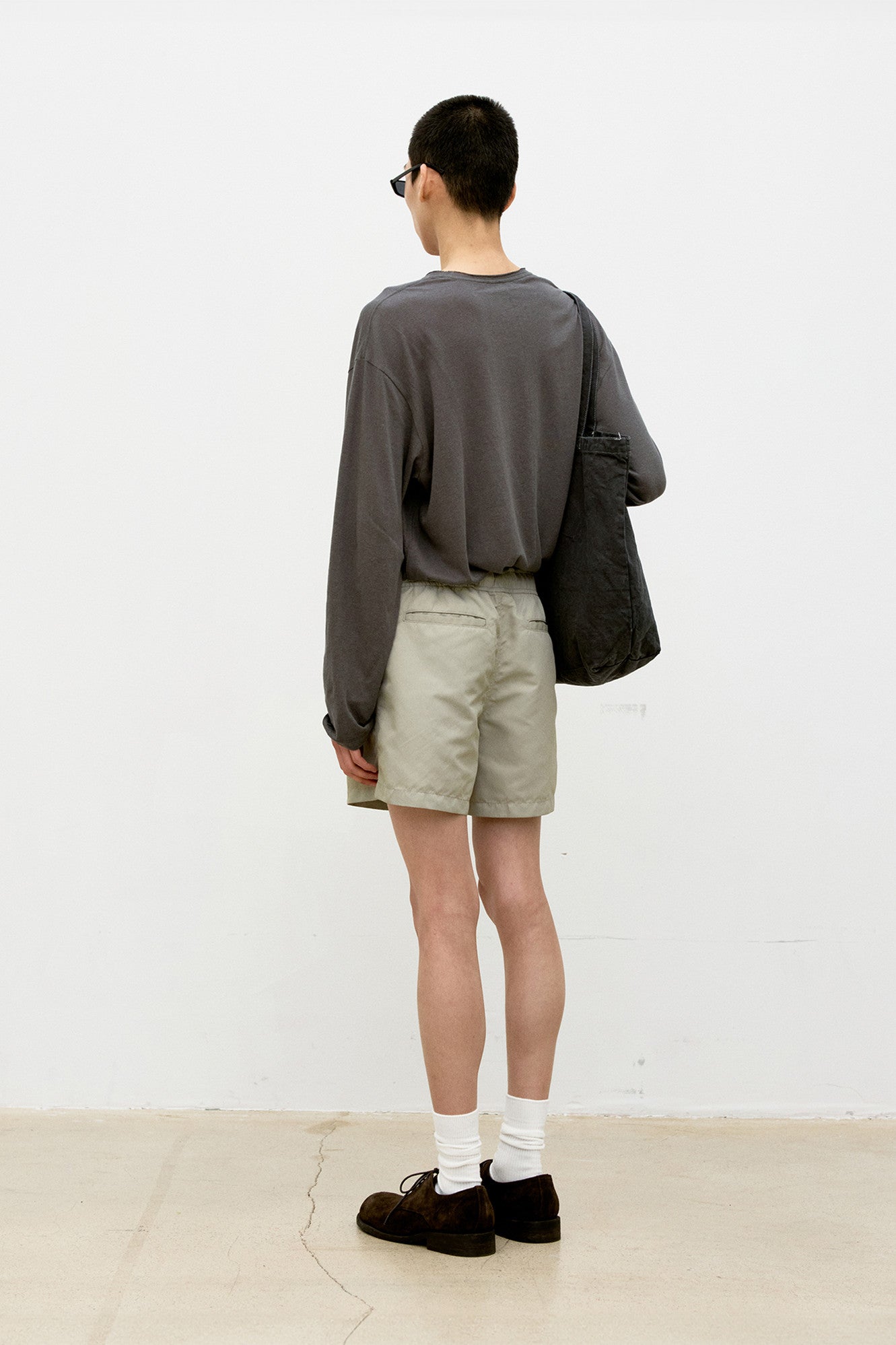 Puckering nylon tech shorts (Beige)