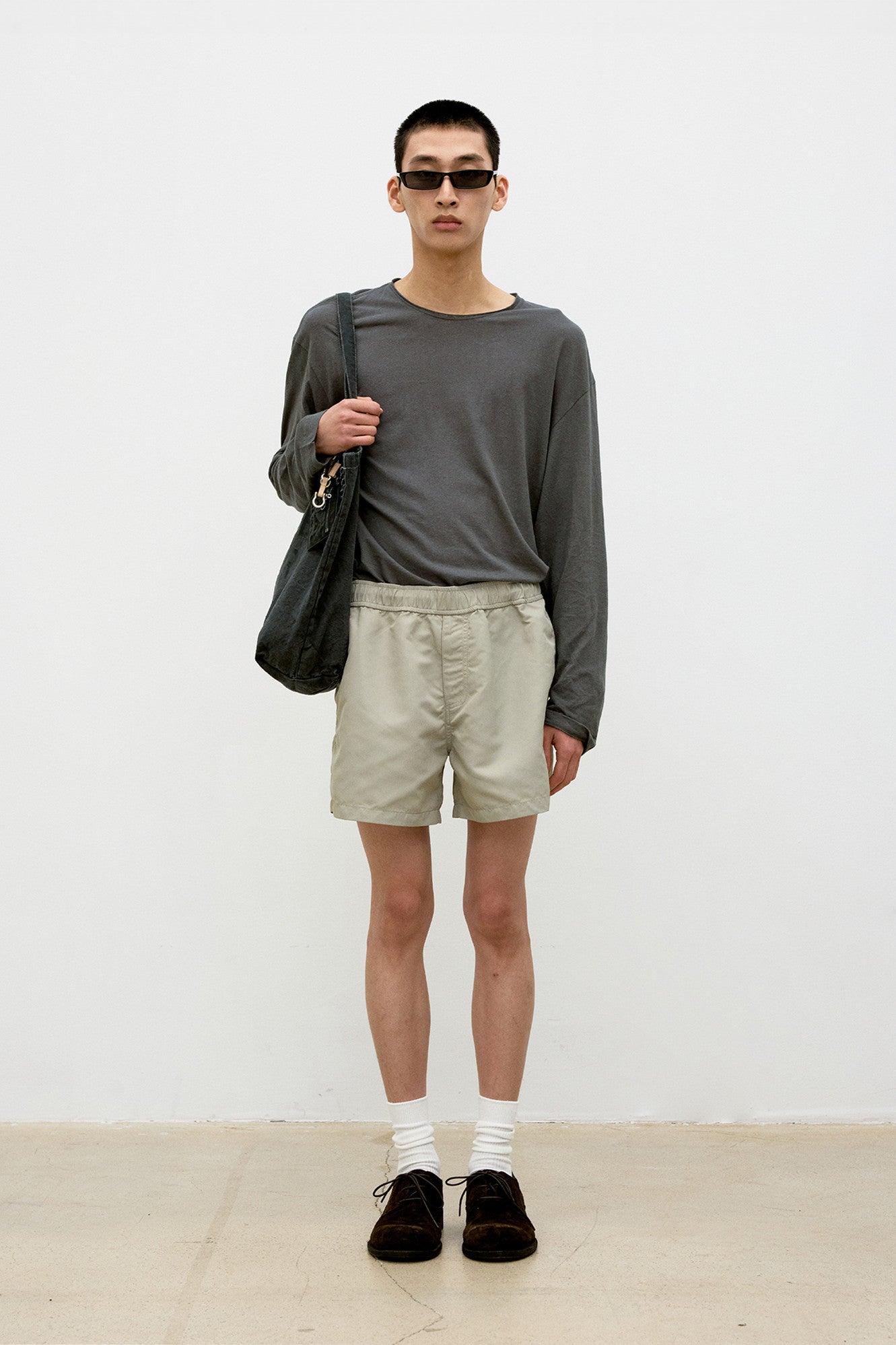 Linen blend long sleeve t-shirt (Charcoal gray)