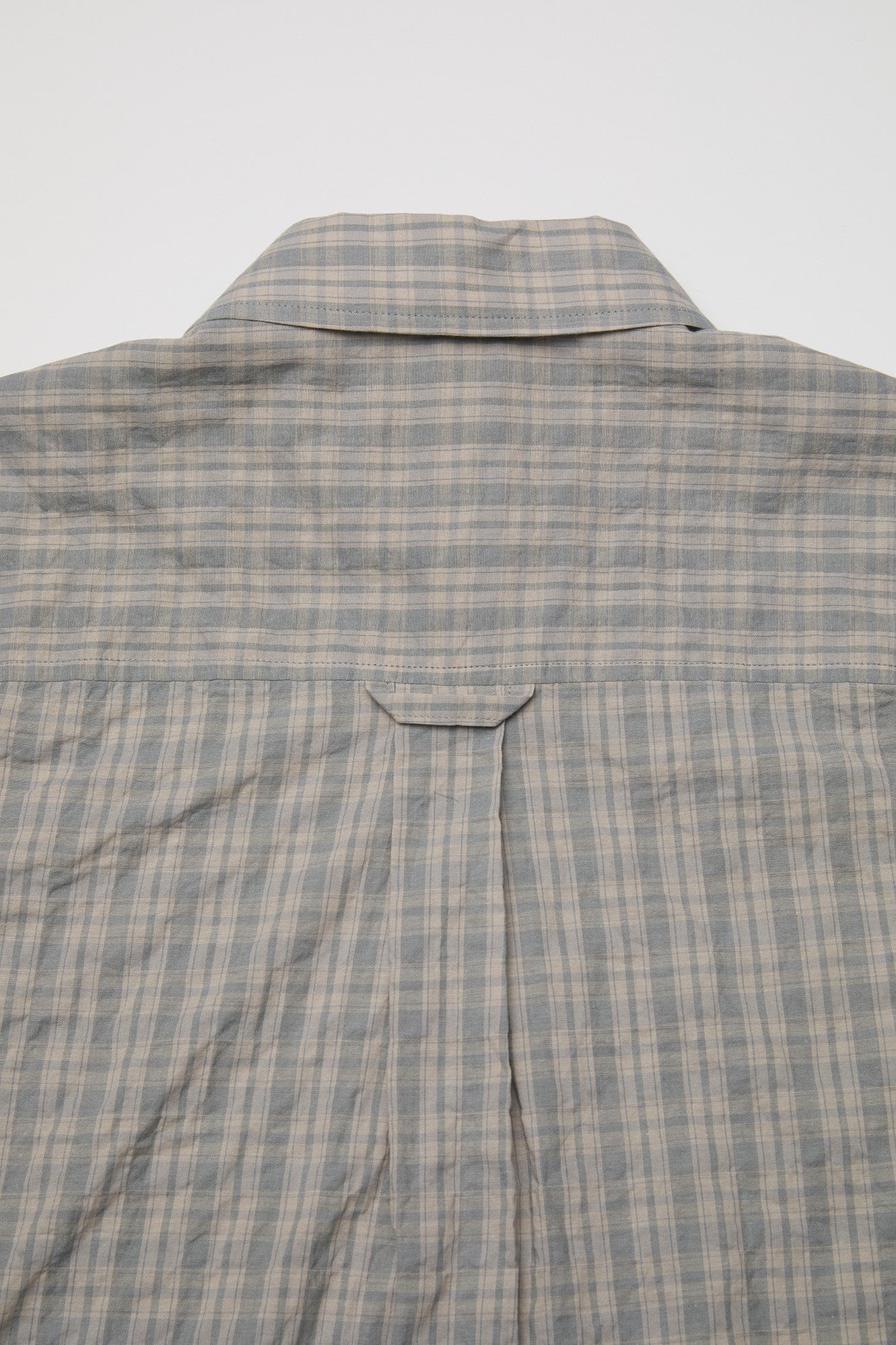 Alternative wrinkle check half shirt (Washed khaki beige)