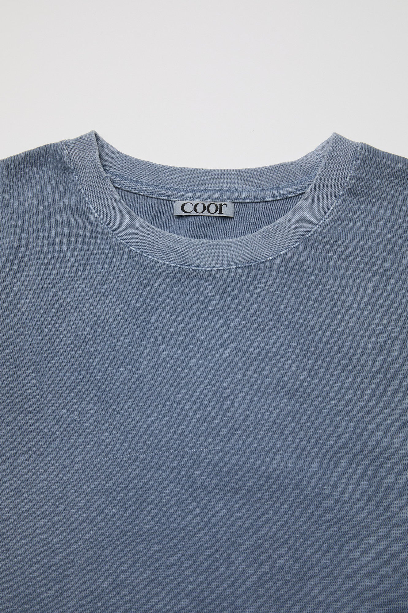 Damaged color dyed crop t-shirt (Washed blue)