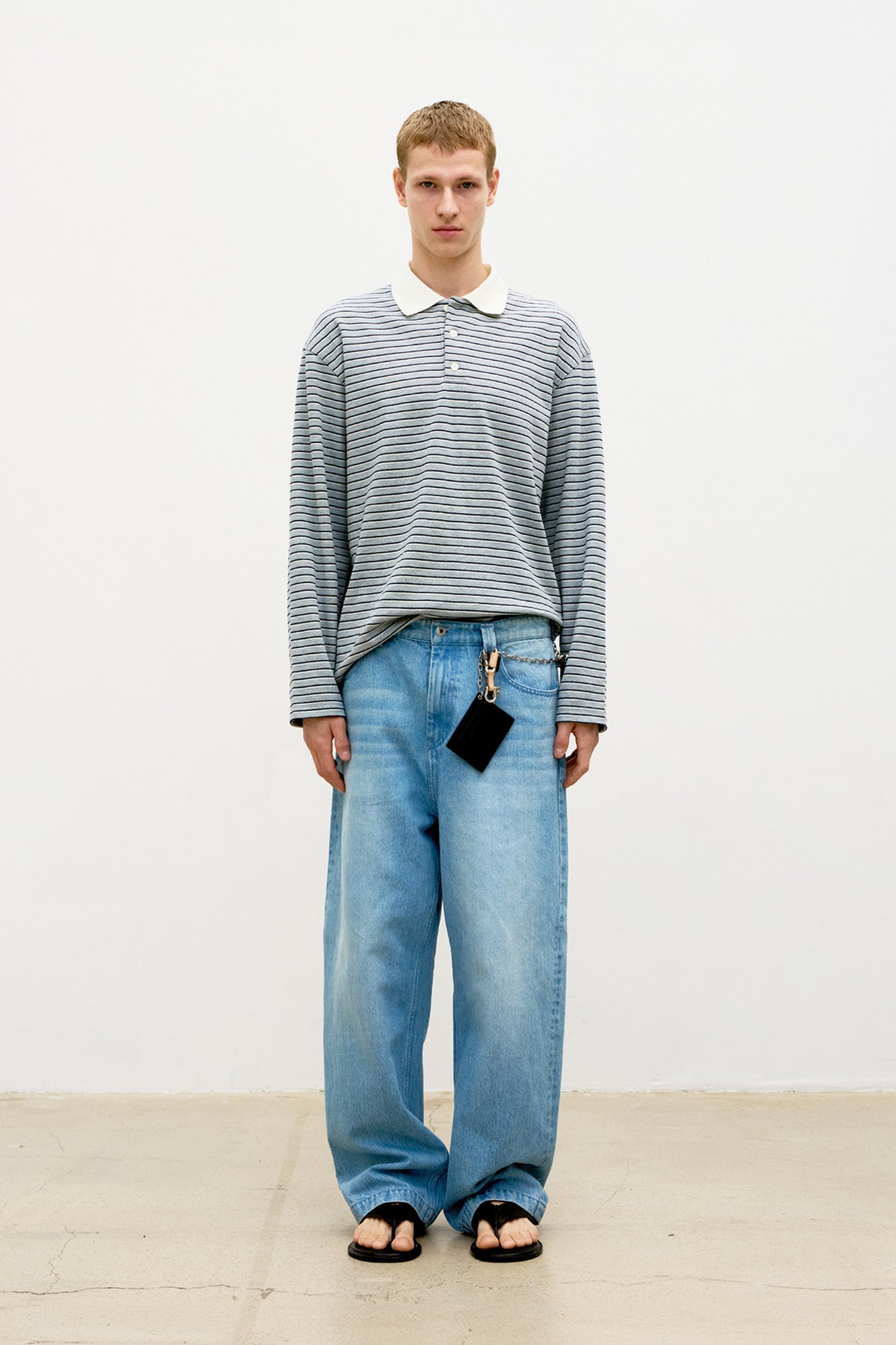 Multi-stripe pique polo shirt (Melange gray)