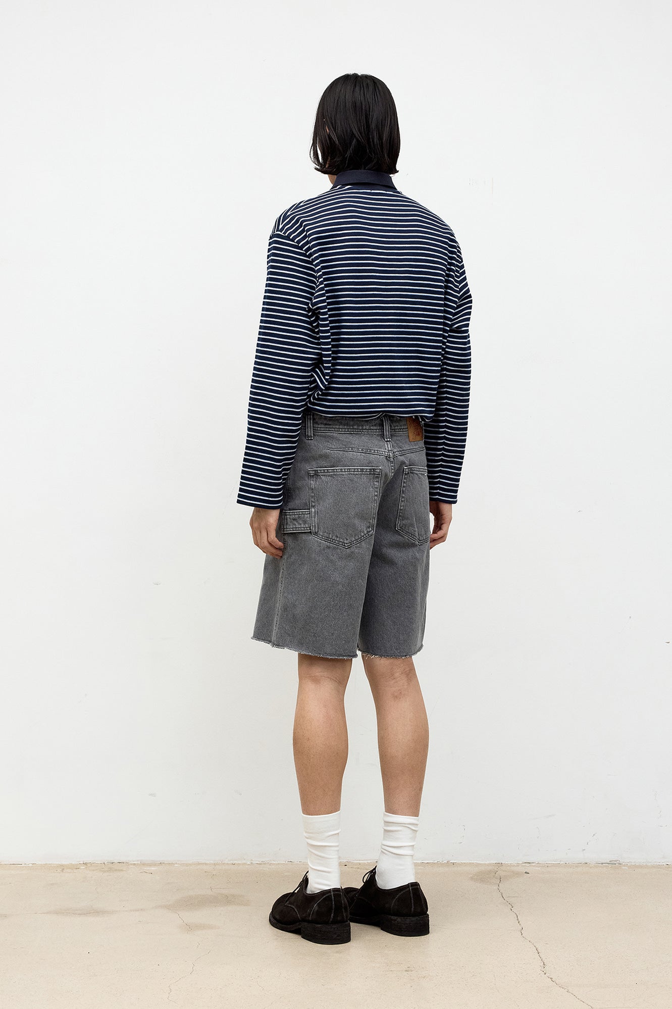 Multi-stripe pique polo shirt (Navy)